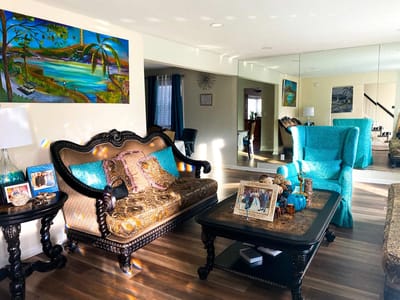 Interior common area with seating and artwork