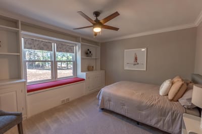 Cozy bedroom with a light brown color scheme
