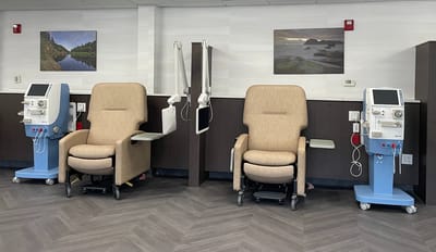 Comfortable treatment chairs in a facility interior