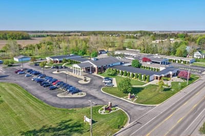 Aerial view of the Carriage House Nursing and Rehab building