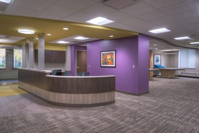 Interior view of a bright reception area