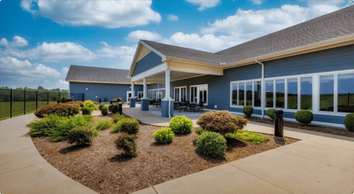 Outdoor view of Nottingham Village Retirement Center's exterior