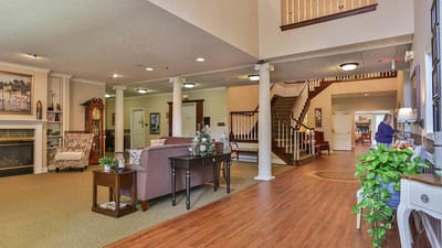 Interior view of a welcoming lounge area in the facility
