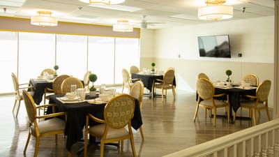 Dining room set up for a meal service