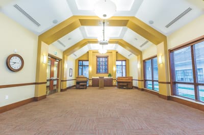 Bright interior view of a common area in the facility