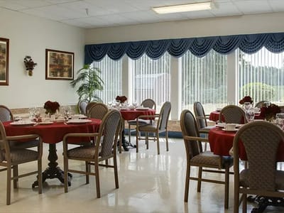 Elegant dining room set up for a meal