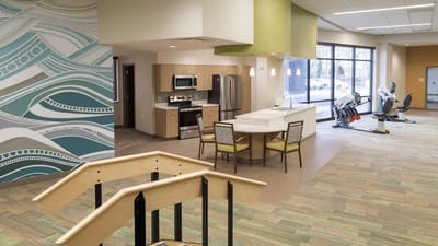 Interior view of a modern assisted living facility space