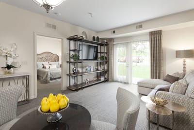 Interior view of a stylish resident living room.