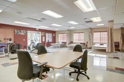 Interior view of a common area in a senior care facility