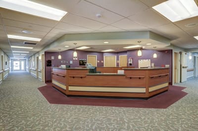 Reception area of a senior living facility
