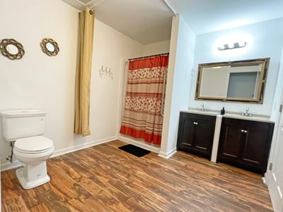 Well-lit bathroom with modern fixtures