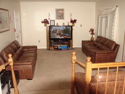 Common area with couches and television