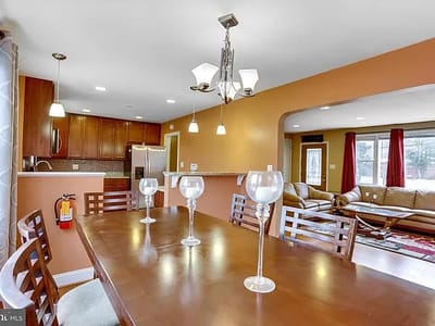 Interior dining area with a table and chairs