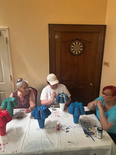 Residents engaging in an arts and crafts activity