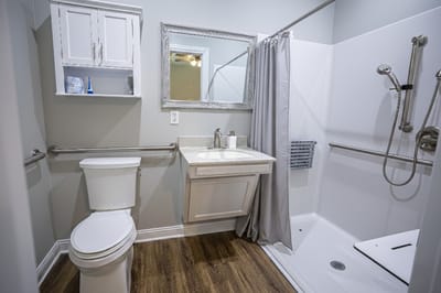 Accessible bathroom with safety features