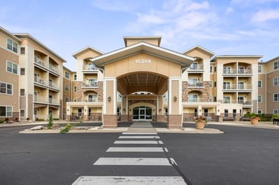 Front entrance of a senior living facility