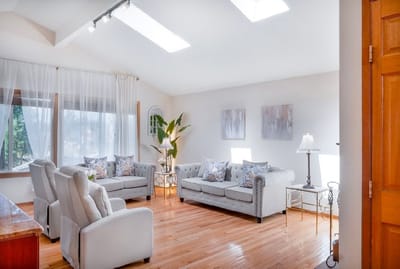 Bright common area with comfortable seating
