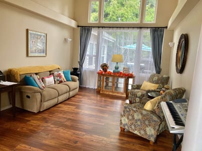 Bright common area with comfortable seating
