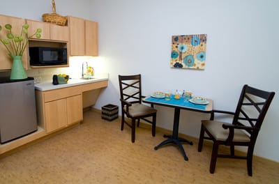 Cozy kitchenette with a table set for two