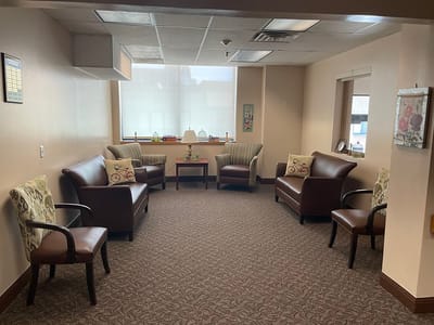 Cozy common area with seating for residents