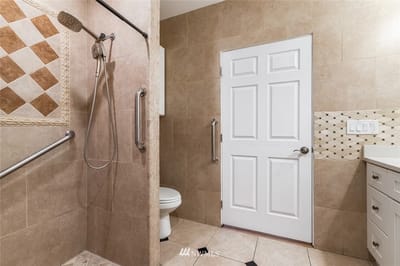 Stylish bathroom in a senior living facility
