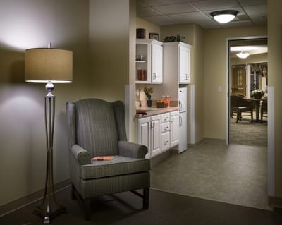 Interior photo of a cozy resident room