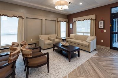 Bright common area with comfortable seating
