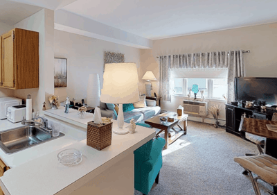 Bright and cozy interior of a resident's room
