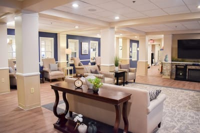 Welcoming common area with seating and decor