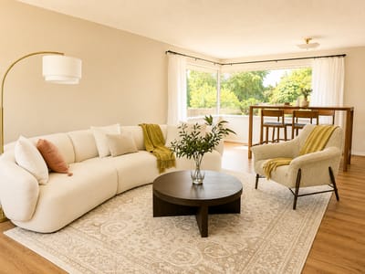 Bright interior living space with seating and natural light