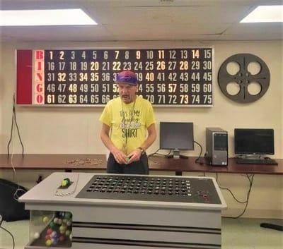 Resident calling numbers during a bingo game