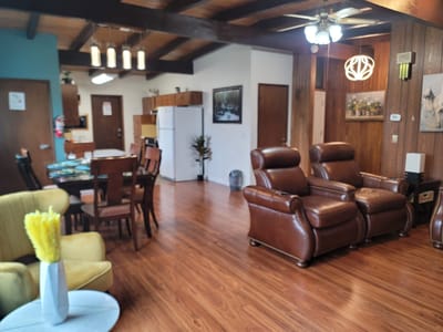 Bright interior of a common area in a senior living facility