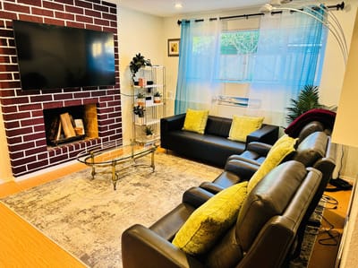 Comfortable living room with modern furniture and decor