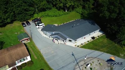 Aerial view of the assisted living facility and grounds