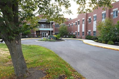 Exterior view of a senior living facility entrance