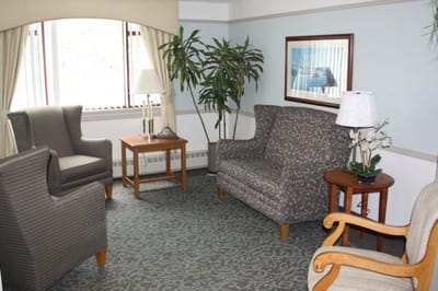Cozy common area with seating and plants