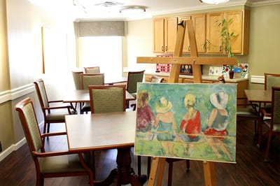 Art easel in a cozy common area