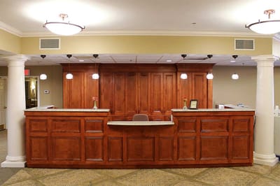 Reception area of a nursing home facility