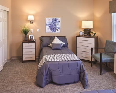 A well-furnished private resident room