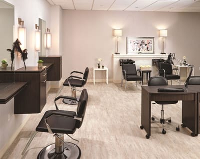 Interior view of a salon area in a facility