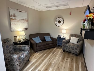 Cozy seating area in a facility lounge