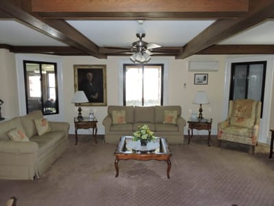 Cozy interior of a common area with seating