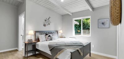 Cozy bedroom with natural light and simple decor