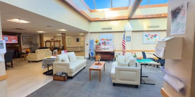 Interior common area with seating and artwork