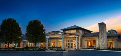 Beautiful exterior view of Maplewood Nursing Home at sunset