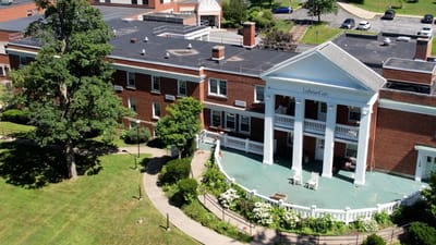 Aerial view of Katherine Luther Residential Health Care building and grounds