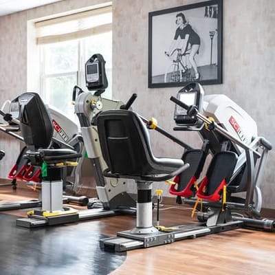 Interior fitness area with exercise equipment