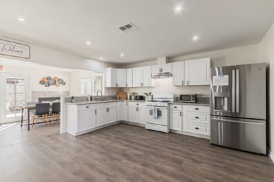 Bright, modern kitchen area in a senior living facility