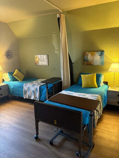Bright interior view of a shared resident room