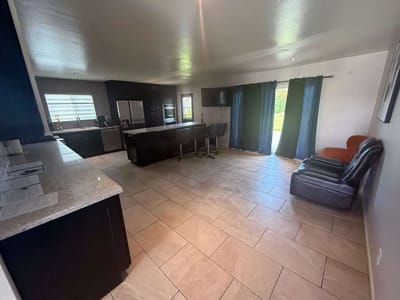 Bright kitchen area with modern furnishings